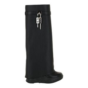Givenchy Shark Lock Biker Boots In Grained Leather Black Womens